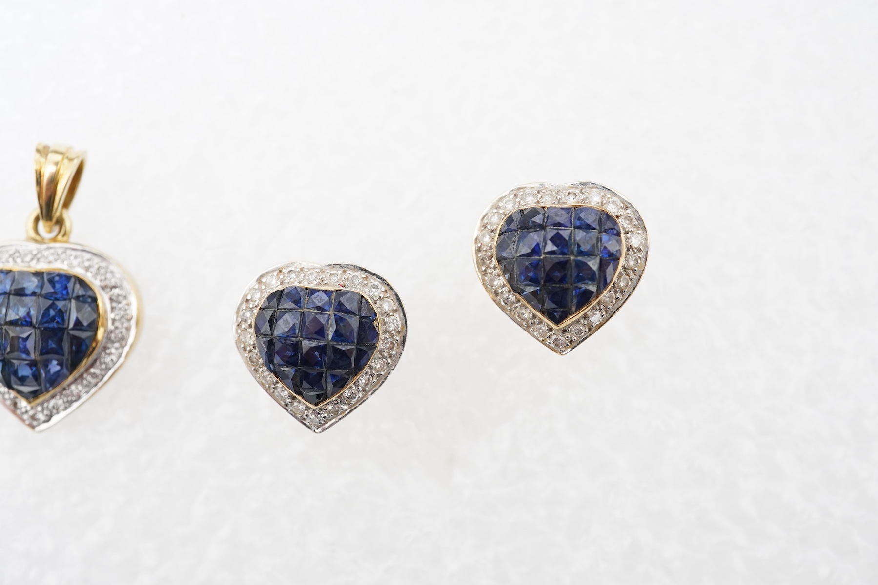 A sapphire and diamond demi-parure